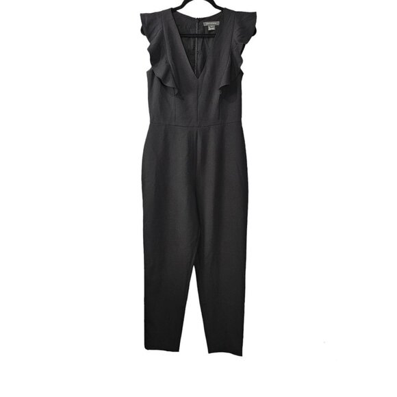 French Connection Whisper Ruffle Black Jumpsuit - Picture 2 of 12
